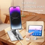Acrylic Aluminum Alloy Mobile Phone and Tablet Stand Holder with 360-degree Rotating Base, Silver - Image 5