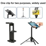Desktop Live Dual-purpose Mobile Phone Holder Photography Tripod Tablet Clamp, Black - Image 7