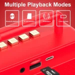 BT21 Retro USB Flash Drive FM Radio Wireless Bluetooth Speaker, Rosewood, Pink, Black, Red - Image 4