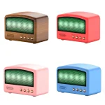 BT11-D Mini Card USB Flash Drive FM Radio Retro Wireless Bluetooth Speaker, Pearwood, Red, Pink, Blue - Image 2