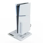 For PS5 Slim iplay Multifunctional Cooling Stand with Dual Controller Charging Station Headset Holder and 6 Game Card Storage - Image 3