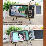 Retro Small TV Desktop Cell Phone Holder With Bluetooth Speaker Player, With Bluetooth Speaker - Image 2