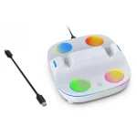 For PS5 Controller Dual Charger Charging Stand Docking Station With RGB Ambient Light, White, White Black