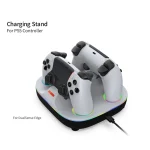 For PS5 Controller Dual Charger Charging Stand Docking Station With RGB Ambient Light, White, White Black - Image 6
