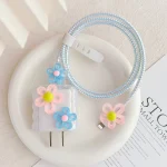 Flower Shape Charger Protective Case Data Cable Biter, For Apple 18W/20W