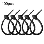 100pcs /Pack Silicone Ties Multi-Use Food Bag Clip Data Cable Winder Organizer, 15cm Black, 15cm White