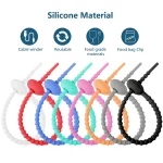 100pcs /Pack Silicone Ties Multi-Use Food Bag Clip Data Cable Winder Organizer, 15cm Black, 15cm White - Image 4