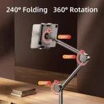 Cantilever Phone Tablet Desk Bedside Stand With Foldable Metal Arm For 4-10.2inch, 2-section, 3-section - Image 4