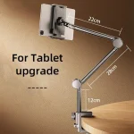 Cantilever Phone Tablet Desk Bedside Stand With Foldable Metal Arm For 4-10.2inch, 2-section, 3-section - Image 9
