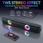 T-WOLF B320 TWS RGB Bluetooth 5.0 Speaker Desktop Soundbar Subwoofer Support USB / AUX / TF / FM, B320 - Image 4