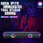 T-WOLF B320 TWS RGB Bluetooth 5.0 Speaker Desktop Soundbar Subwoofer Support USB / AUX / TF / FM, B320 - Image 6
