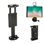 YUNTENG VCT-320 Adjustable Hot Shoe Tablet & Phone Mount Clamp Holder with Dual 1/4 Inch Screw Holes for 5.1-9.9 Inch Devices