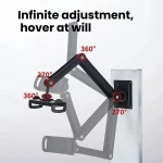 Long Arm Articulated Wall Mount Tablet Holder Adjustable Phone Mount with Detachable Base, Split Black, Split Black Blue - Image 3