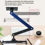 Long Arm Articulated Wall Mount Tablet Holder Adjustable Phone Mount with Detachable Base, Split Black, Split Black Blue - Image 6