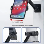 Long Arm Articulated Wall Mount Tablet Holder Adjustable Phone Mount with Detachable Base, Split Black, Split Black Blue - Image 7