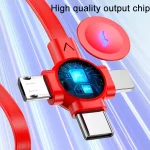 120cm Portable 3 In 1 Fast Charging Cable With Mobile Phone Holder Light Retractable Data Cable - Image 11