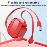 120cm Portable 3 In 1 Fast Charging Cable With Mobile Phone Holder Light Retractable Data Cable - Image 3