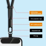 Adjustable Phone Lanyard With Self-Locking 360-Degree Rotatable Anti-Tangle Design & TPU Clip, Neck Black, Neck Orange, Neck Green, Crossbody Black, Crossbody Orange, Crossbody Green - Image 8