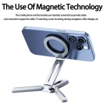 Foldable Magnet Tripod Desk Mount Phone Handle Smartphone Bracket, Silver - Image 5