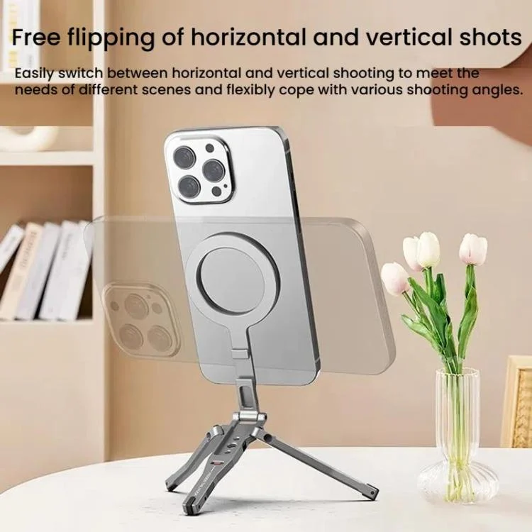 TBD06060286_B2.webp Magsafe Mobile Phone Magnetic Holder Desktop Tripod, Silver Gray - Image 3