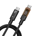 QGeeM USB4 Type-C PD 240W Fast Charging Cable With Digital Display, 40Gbps Data Transfer, 8K 60Hz Video Output For Laptop/Phone/Tablet, 1m