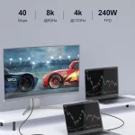 QGeeM USB4 Type-C PD 240W Fast Charging Cable With Digital Display, 40Gbps Data Transfer, 8K 60Hz Video Output For Laptop/Phone/Tablet, 1m - Image 2