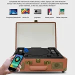 SDRD Wooden Box Karaoke Machine With Wireless Dual Mics All-In-One Speaker System Supports U Disk/TF Card - Image 3