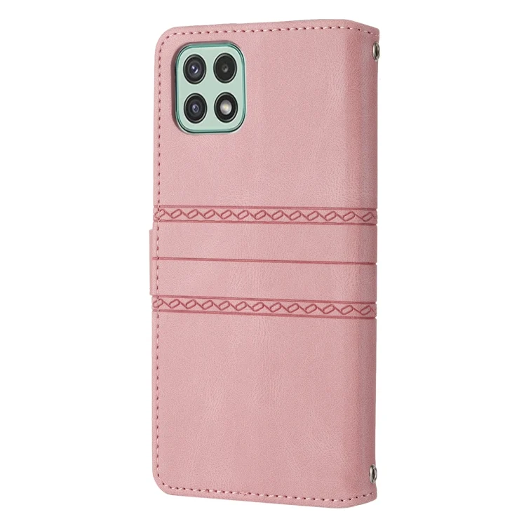 EDA002276601A_2.webp Embossed Striped Magnetic Buckle Horizontal Flip Phone Leather Case, For Samsung Galaxy A03 International Version, For Xiaomi Redmi Note 11, For Samsung Galaxy A03 EU Version - Image 3