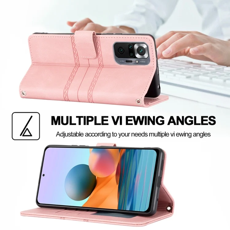 EDA002276605A_4.webp Embossed Striped Magnetic Buckle Horizontal Flip Phone Leather Case, For Xiaomi Redmi Note 11 Pro, For Samaung Galaxy S22 Ultra 5G - Image 5