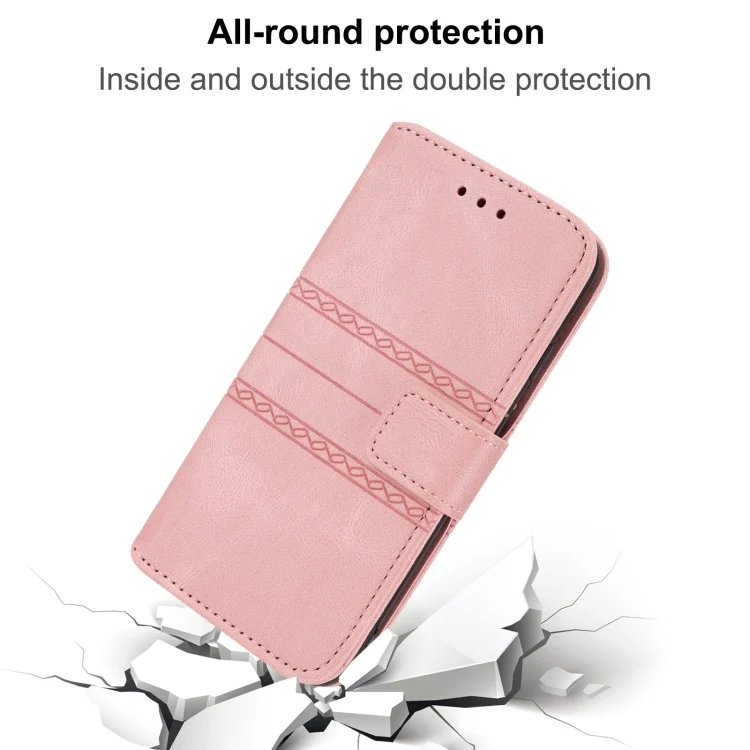 EDA002276605A_6.webp Embossed Striped Magnetic Buckle Horizontal Flip Phone Leather Case, For Xiaomi Redmi Note 11 Pro, For Samaung Galaxy S22 Ultra 5G - Image 7