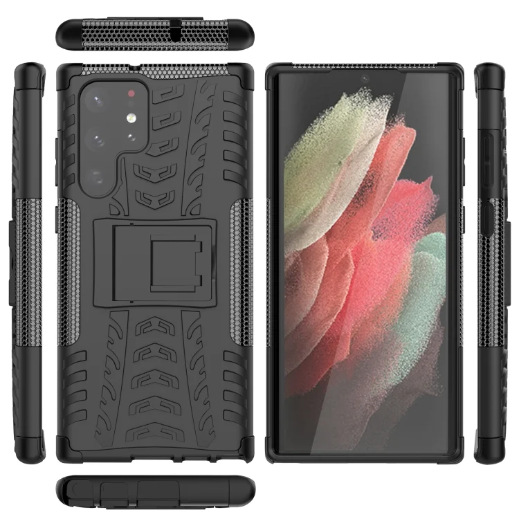 EDA002374501D_6.webp Tire Texture TPU + PC Phone Case with Holder, For Samsung Galaxy S22 Ultra 5G, For Samsung Galaxy M52 5G - Image 7