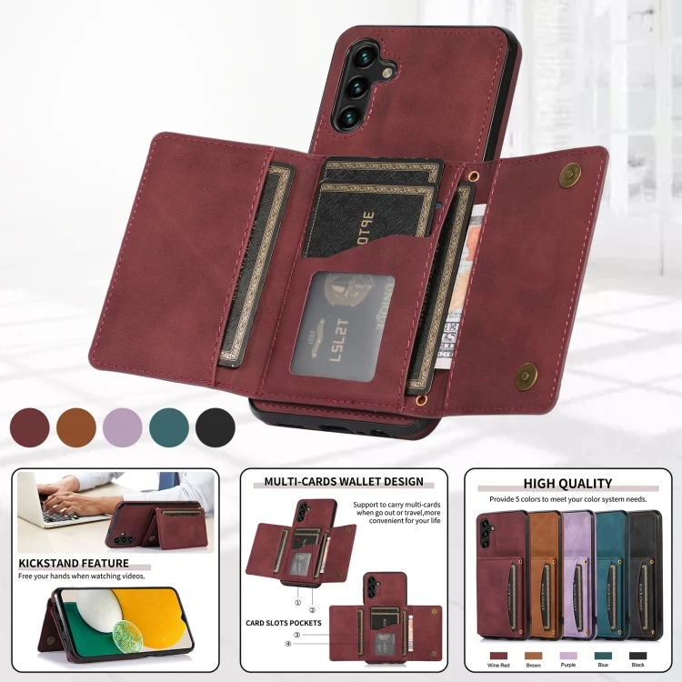 EDA002524901A_2.webp Three-fold Leather Phone Case with Card Slot & Wallet & Holder, For Samsung Galaxy A13 5G, For Samsung Galaxy A32 4G, For Samsung Galaxy A32 5G, For Samsung Galaxy S20 - Image 3