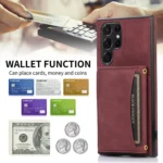 Three-fold Leather Phone Case with Card Slot & Wallet & Holder, For Samsung Galaxy S22 Ultra - Image 2