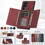 Three-fold Leather Phone Case with Card Slot & Wallet & Holder, For Samsung Galaxy S22 Ultra - Image 3