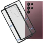 HD Magnetic Metal Tempered Glass Phone Case, For Samsung Galaxy S22 Ultra 5G