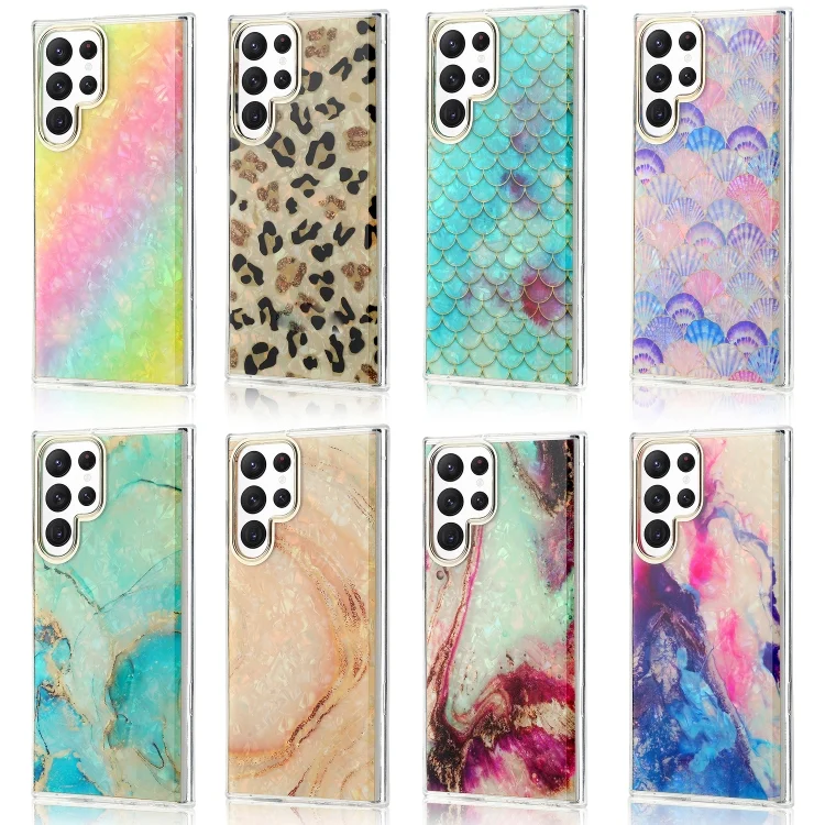 EDA003050801_B1.webp Electroplating Shell Texture Phone Case, For Samsung Galaxy S22 Ultra 5G - Image 2