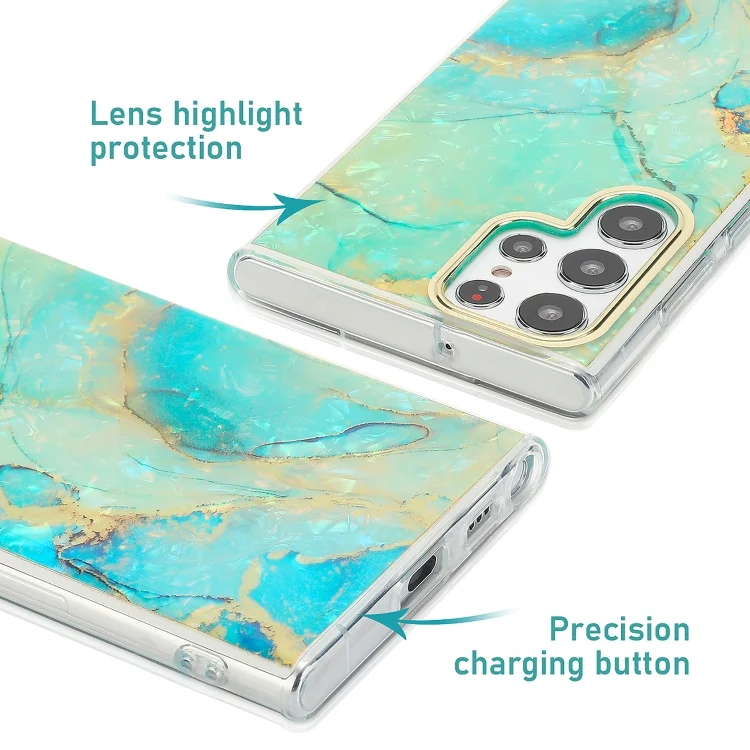 EDA003050801_B2.webp Electroplating Shell Texture Phone Case, For Samsung Galaxy S22 Ultra 5G - Image 3