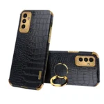 6D Electroplating Crocodile Texture Phone Case With Holder, For Samsung Galaxy A13 5G, For Samsung Galaxy A23 5G, For Samsung Galaxy A53, For Samsung Galaxy M52 5G