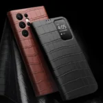 QIALINO Crocodile Pattern Genuine Leather Phone Case, For Samsung Galaxy Z Flip4, For Samsung Galaxy Z Fold3 5G/W22 5G, For Samsung Galaxy S22 5G, For Samsung Galaxy S22+ 5G... - Image 2
