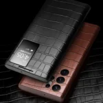 QIALINO Crocodile Pattern Genuine Leather Phone Case, For Samsung Galaxy Z Flip4, For Samsung Galaxy Z Fold3 5G/W22 5G, For Samsung Galaxy S22 5G, For Samsung Galaxy S22+ 5G... - Image 3