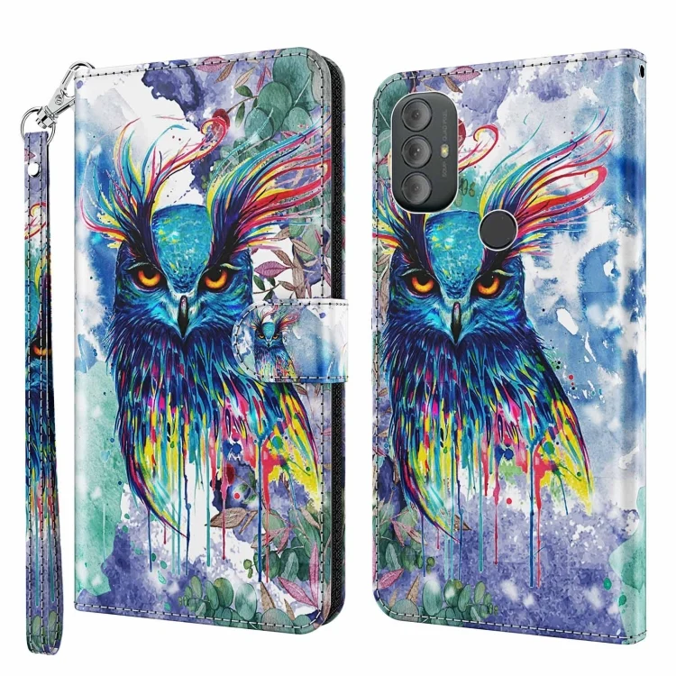 3D Painting Pattern TPU + PU Phone Case, For Motorola Moto G Power 2022, For Motorola Moto G Stylus 5G 2022