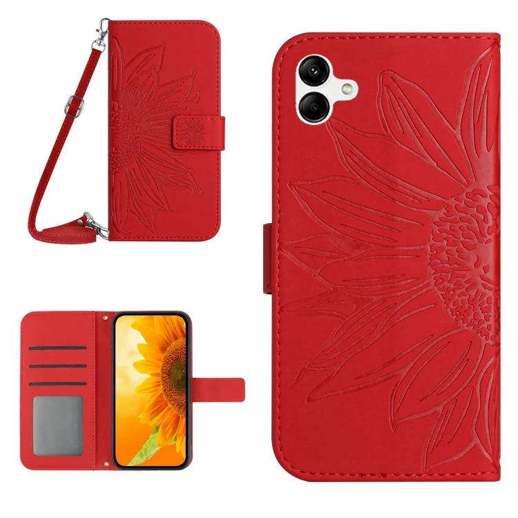 Skin Feel Sun Flower Pattern Flip Leather Phone Case, For Samsung Galaxy A04E