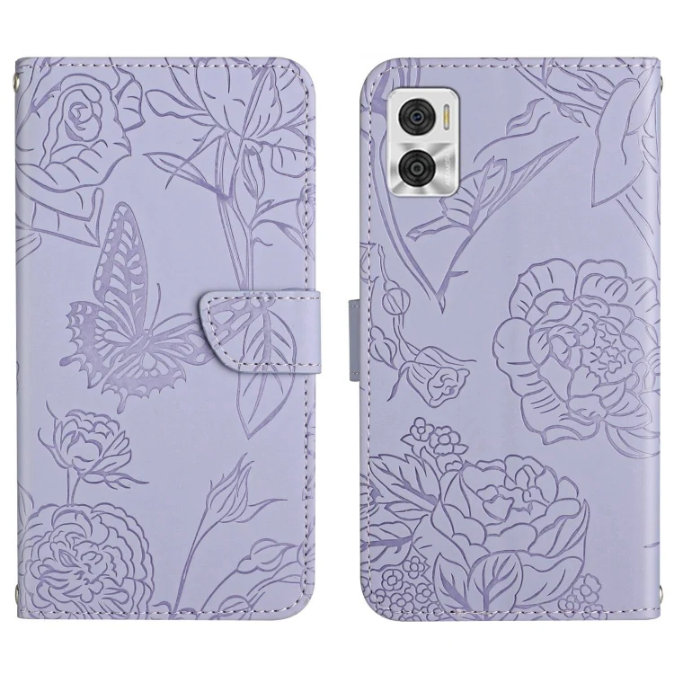HT03 Skin Feel Butterfly Embossed Flip Leather Phone Case, For Motorola Moto E22 4G, For Motorola Moto G72 4G, For OPPO A17, For Realme 10 4G