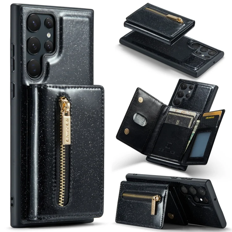 DG.MING M3 Series Glitter Powder Card Bag Leather Case, For Samsung Galaxy S22 Ultra 5G, For iPhone 14 Pro Max