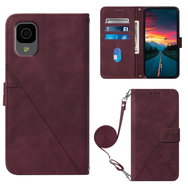 Crossbody 3D Embossed Flip Leather Phone Case, For TCL 30Z T602DL, For TCL 303, TCL 305i With fingerprint