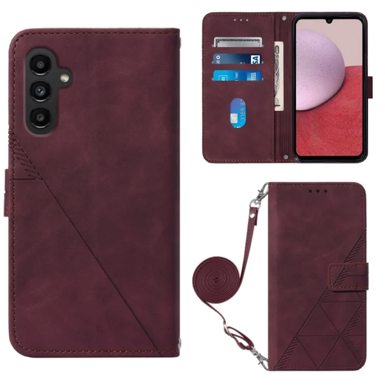 Crossbody 3D Embossed Flip Leather Phone Case, For Samsung Galaxy A14 5G, For Samsung Galaxy A22 5G JP Edition, For Samsung Galaxy A23E / A22E / A23S / A23 5G
