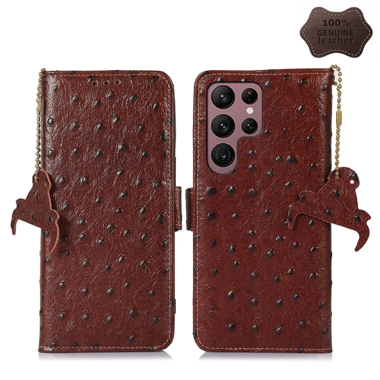 Ostrich Pattern Genuine Leather RFID Phone Case, For Samsung Galaxy S22 Ultra 5G, For Google Pixel 7 Pro, For Google Pixel 7, For Xiaomi Redmi K50 Ultra