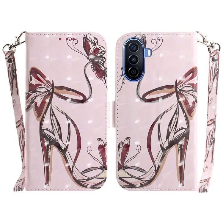 3D Colored Pattern Flip Leather Phone Case, For Huawei nova Y70 Plus