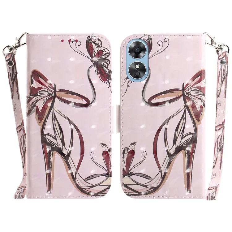 3D Colored Pattern Flip Leather Phone Case, For OPPO A17