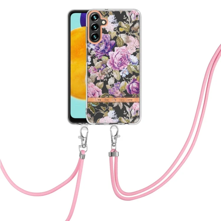 Flowers and Plants Series IMD TPU Phone Case with Lanyard, For Samsung Galaxy A14 5G